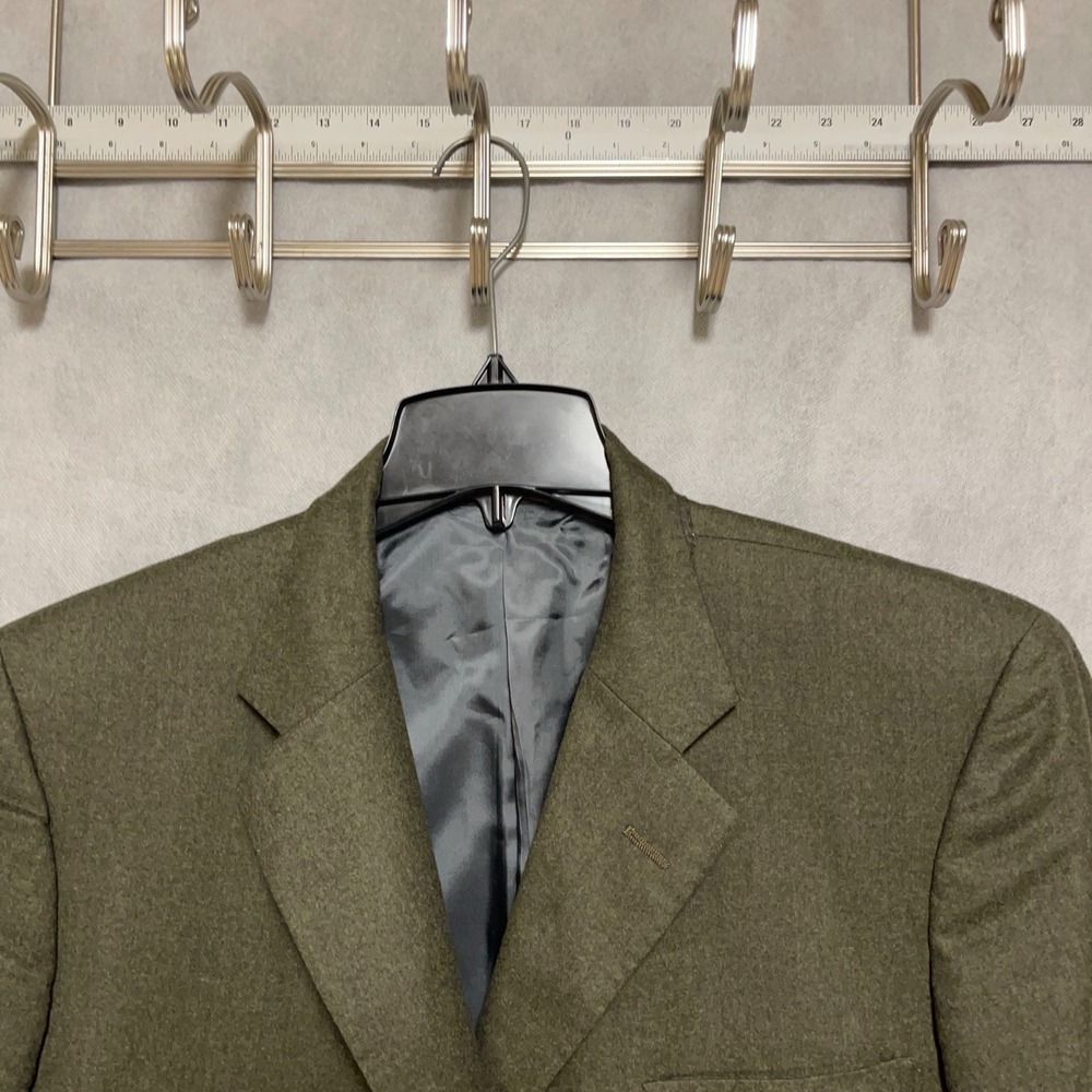 Tom James Blazer Men's 42L Olive 3B‎ Winter Flannel Surgeon Cuffs Bespoke Luxury